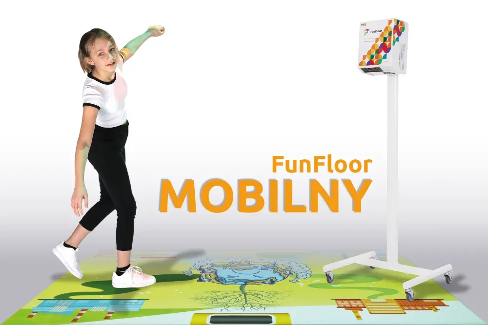 FunFloor MOBILNY – detale statywu na kółkach