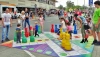 Chińczyk XXL z przenośną planszą i kostką do gry (pionki 65cm, kostka 40cm, plansza 4m x 4m)